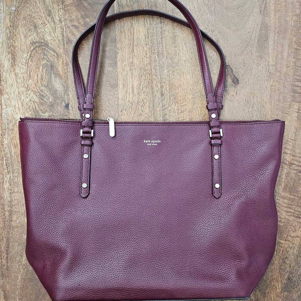 Kate Spade Large Tote Purse Shoulder Leather Polly Cherrywood Red Bag